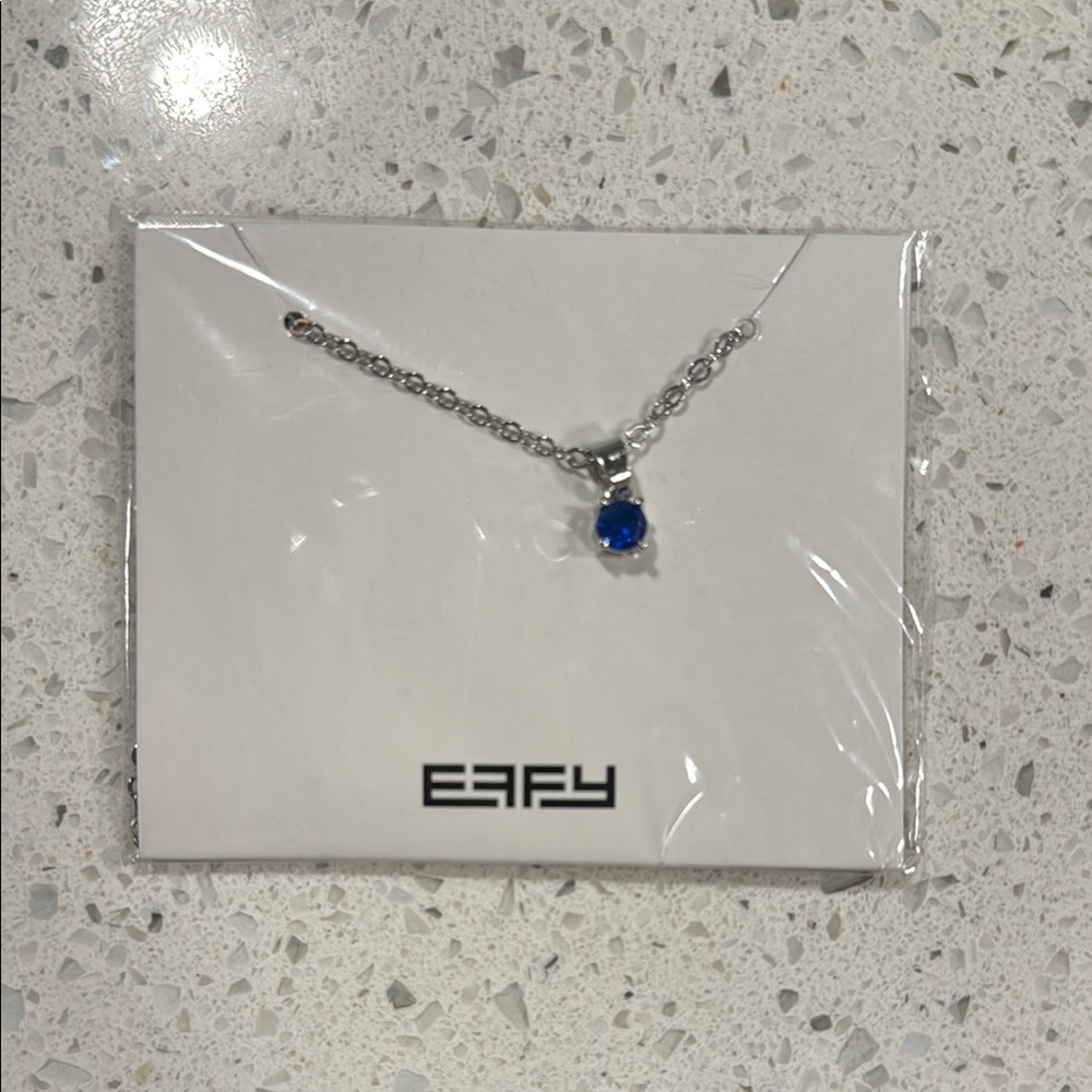 Effy Sterling Necklace with Sapphire Blue Charm